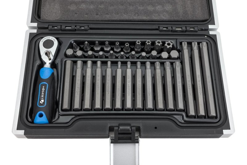 HOGERT HT1R466 sada bitů 10mm TRX, XZN, IMBUS, PH s ráčnou 37 ks Obrázek