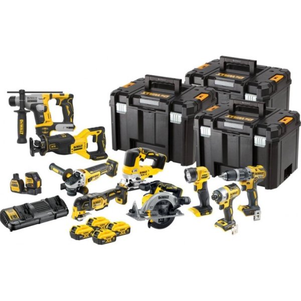 DeWALT DCK1012P4T sada aku nářadí s bezuhlíkovým motorem 10ks XR LIion 18V 4x 5Ah