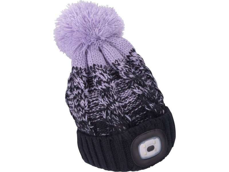 EXTOL LIGHT 43466 čepice s čelovkou 45lm, nabíjecí, USB, TMAVĚ MODRÁ/FIALOVÁ s bambulí