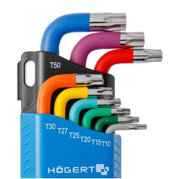HOGERT HT1W817 sada TORX klíčů TRX10-50 barevné 9 dílů