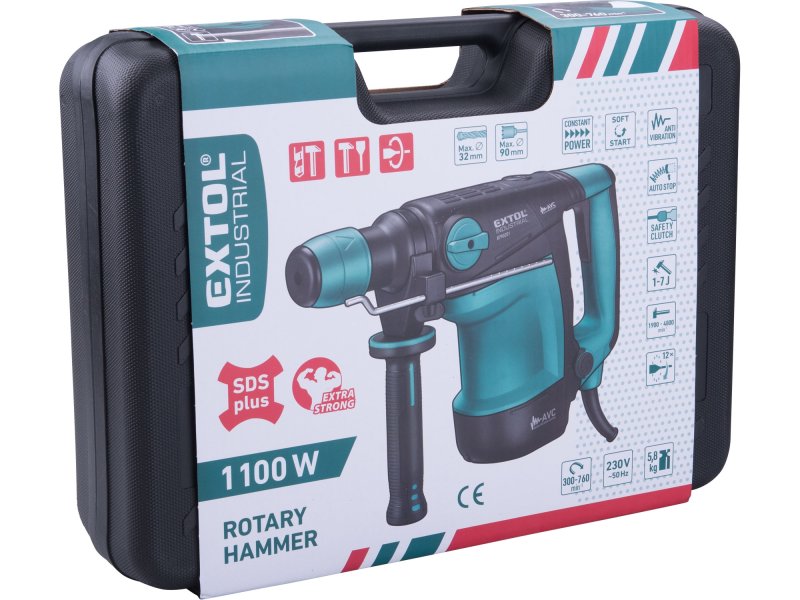 EXTOL INDUSTRIAL 8790201 vrtací a sekací kladivo SDS+ AVC 1100 W Obrázek