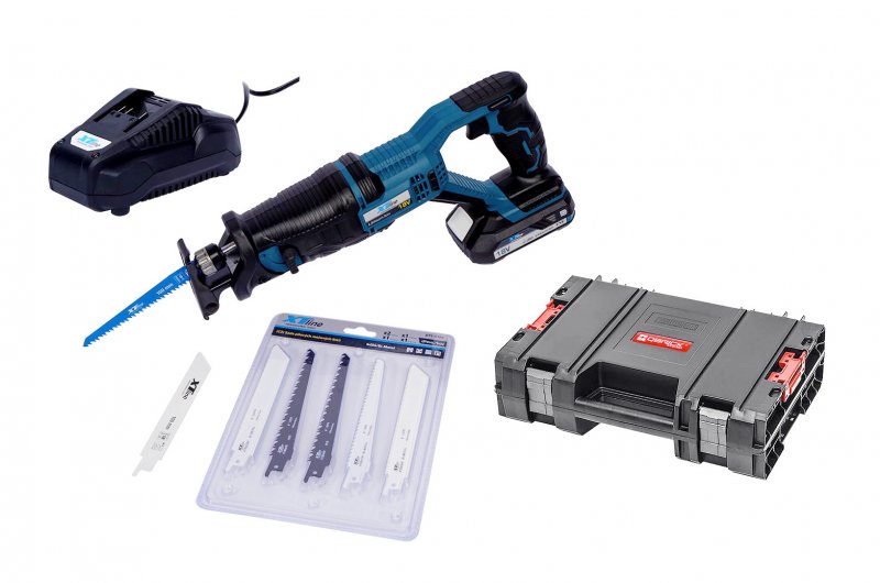 XTline XT102730-1B2B aku mečová pila ocaska 18V LiIon 2Ah v kufru Obrázek