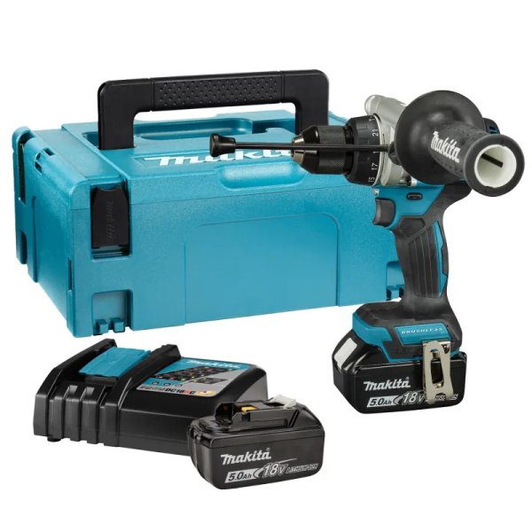 MAKITA DHP492RTJ aku bezuhlíkový příklepový šroubovák Li-ion LXT 18V 5,0 Ah,Makpac
