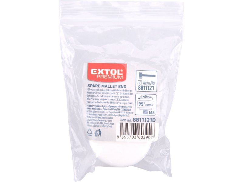 EXTOL PREMIUM 8811121D náhradní pryžový konec k paličce 8811121, 40mm tvrdost 95 Obrázek