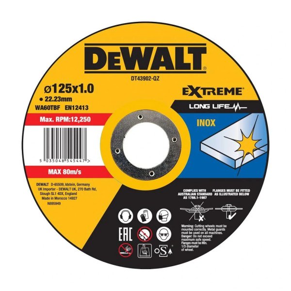DeWALT DT43902 EXTREME 125 x 1mm řezný kotouč na nerez