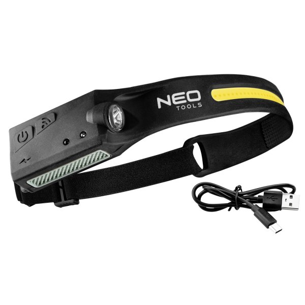 NEO TOOLS 99-097 čelovka s IR čidlem 350lm, USB nabíjení, COB, XPE LED