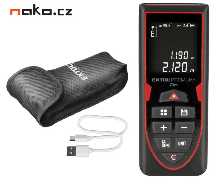 EXTOL PREMIUM 8820047 metr laserový 70M (zelený) LiIon 3,7V 800mAh