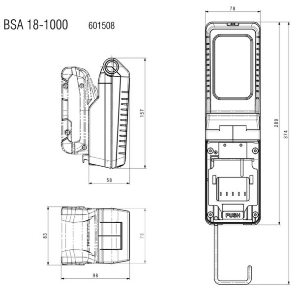 METABO BSA 18-1000 aku LED lampa 601508850 Obrázek