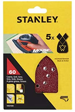 STANLEY STA31039 (P60) středně hrubý brusný papír pro B+D Mouse - 5 ks
