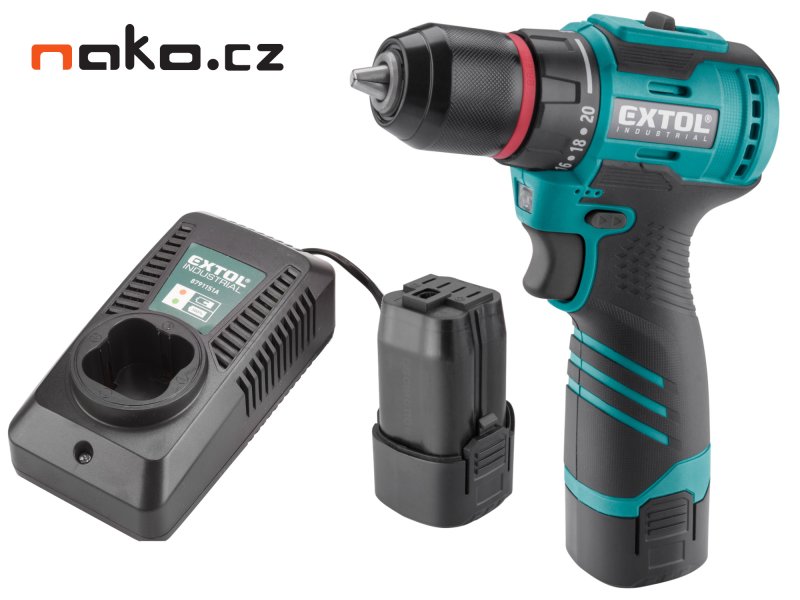 EXTOL INDUSTRIAL 8791152 vrtací aku šroubovák bezuhlíkový 16V LiIon 2x 2Ah