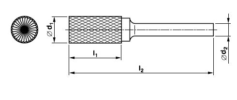 Fréza technická tvrdokovová válcová s čelním břitem typ B 10x20x6mm Obrázek