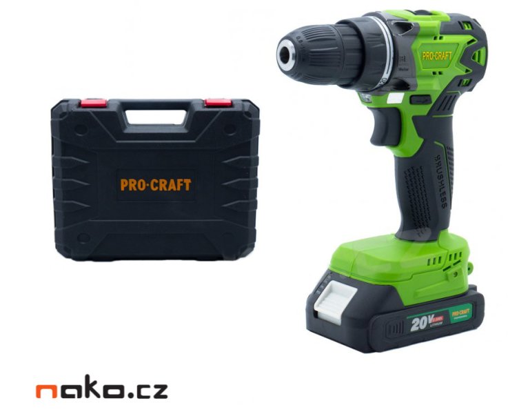 PROCRAFT PA20BL 1B aku vrtačka LiIon 20V 1x 2Ah