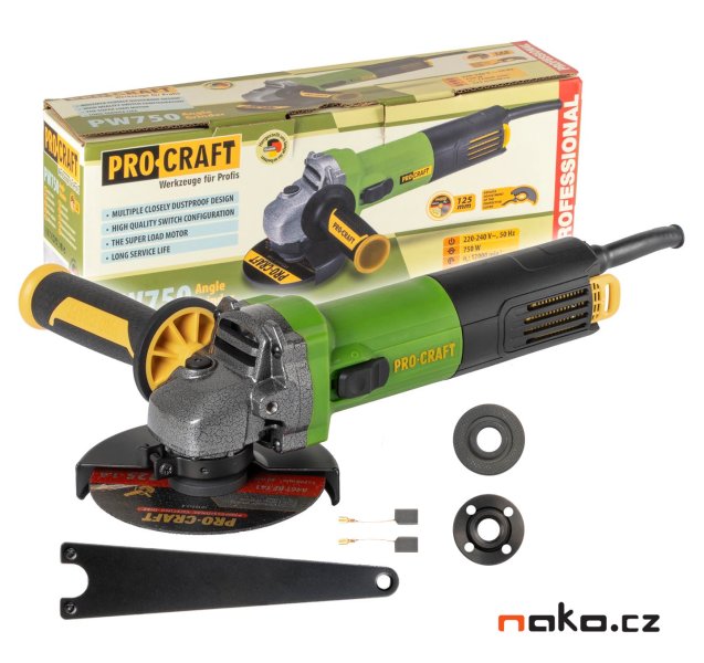 PROCRAFT PW1050 úhlová bruska 125mm 850W