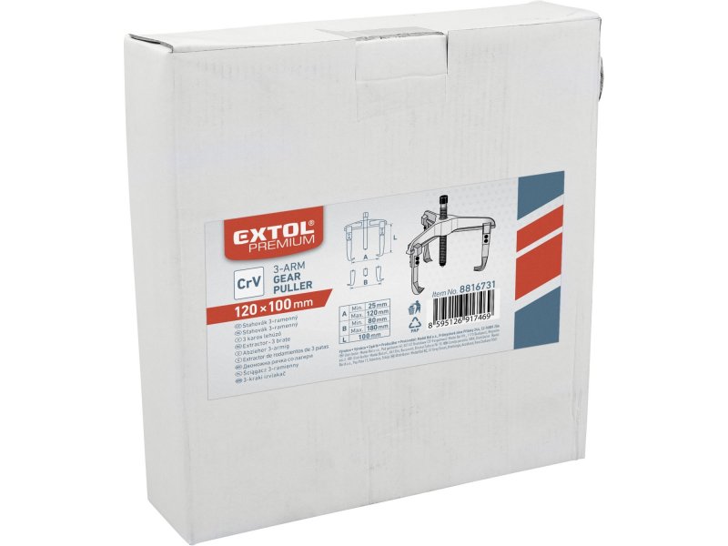 Extol Premium Stahovák tříramenný, kovaný, rozpětí 120, hloubka 100mm, CrV Obrázek