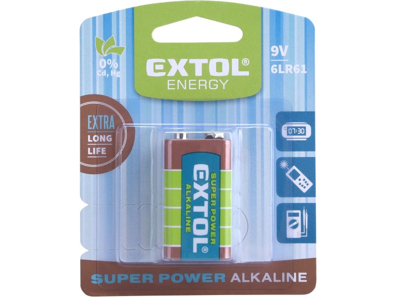 EXTOL ENERGY baterie alkalická 9V (6LR61)