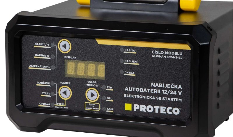 PROTECO MAX-15 nabíječka auto a moto baterií 12/24V se startem 51.08-AN-1224-S-EL Obrázek
