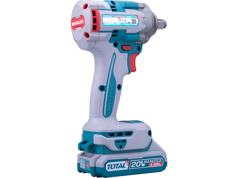 TOTAL TIWLI2040 aku utahovák rázový 1/2" 400Nm 20V LiIon 2x2Ah brushless, Industrial P20S Obrázek