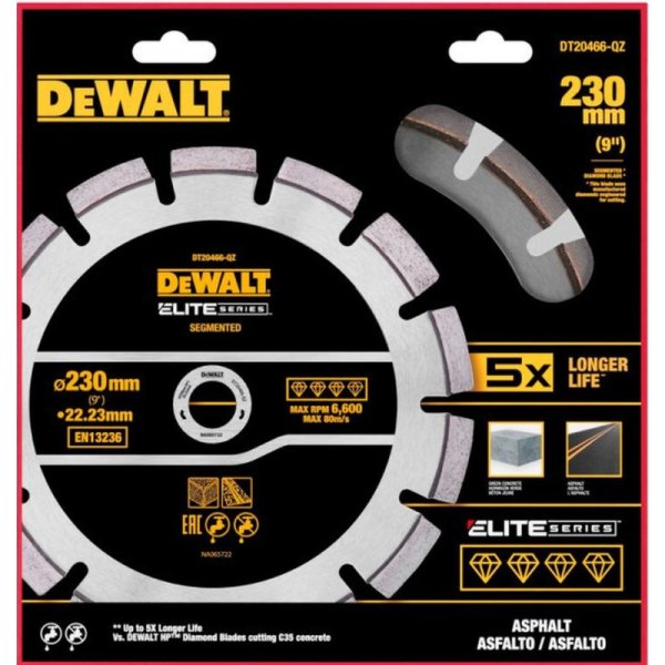 DeWALT DT20466 segmentový diamantový kotouč 230×22,2 ELITE SERIES pro asfalt