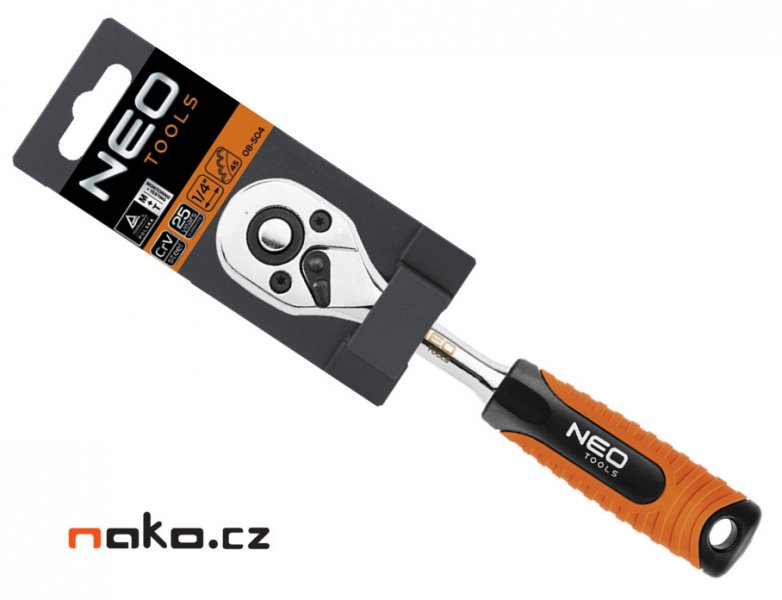 NEO TOOLS 08-504 ráčna 1/4" s pojistkou a přepínací páčkou Obrázek