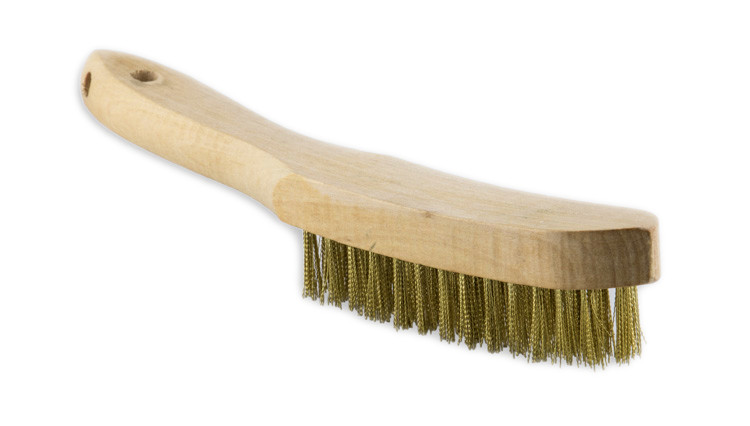 MAGG 040001 ruční kartáč 4-řadý mosazný dřevěná rukojeť drát 0,3mm