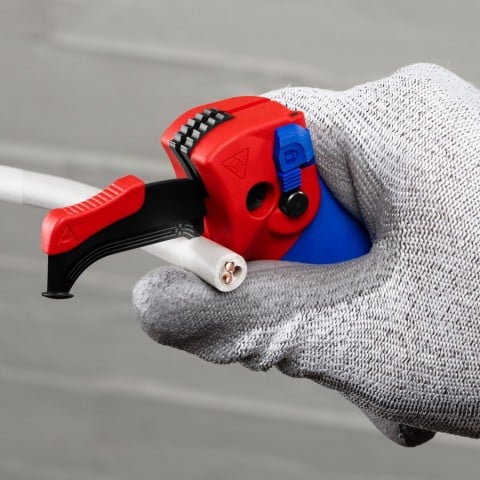 KNIPEX 1650145SB odizolovací nůž (s vodící patkou a funkcí ráčny) Obrázek