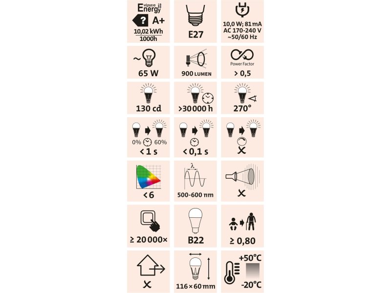 EXTOL LIGHT 43003 žárovka LED klasická, 9W, 800lm, E27, teplá bílá Obrázek