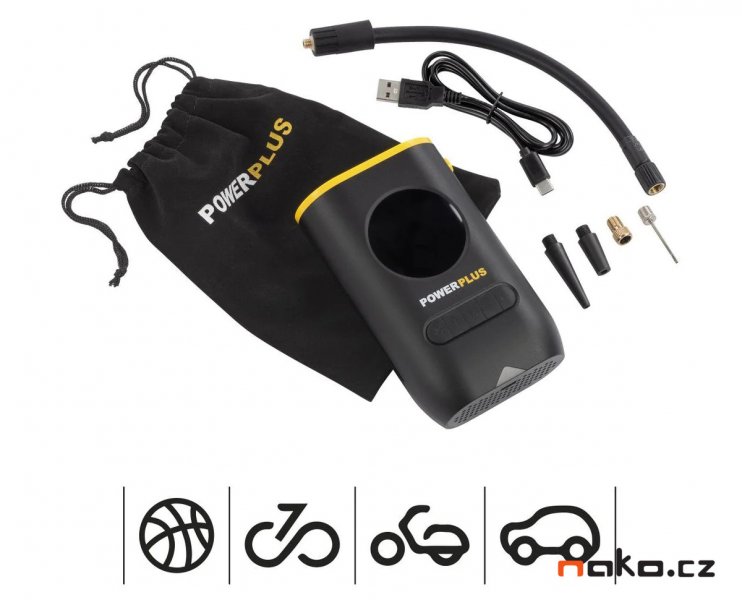 POWERPLUS POWX1710 aku kompresor 10bar 8V LiIon 2Ah Obrázek