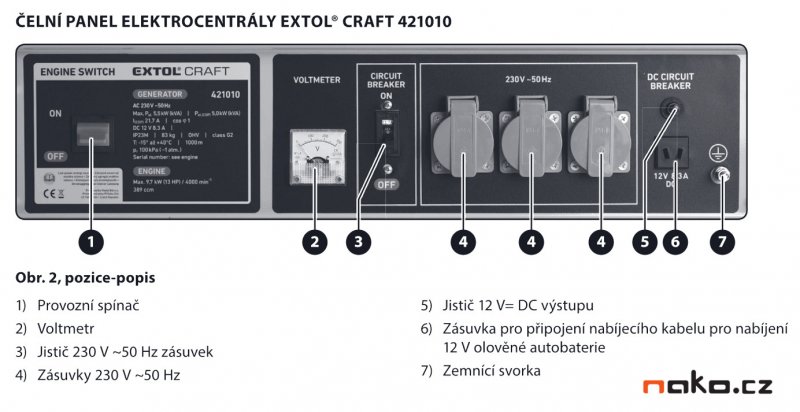 EXTOL CRAFT 421010 elektrocentrála benzínová, 13HP/5,5kW