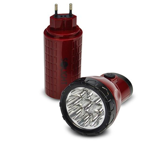 SOLIGHT WN10 nabíjecí LED svítilna, plug-in, Pb 800mAh, 9x LED, červenočerná Obrázek