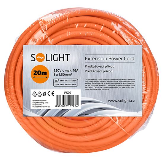 SOLIGHT PS07 kabel prodlužovací 20m, 3x1,5mm2