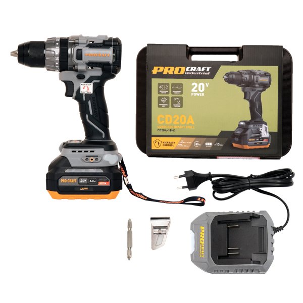 PROCRAFT Industrial CD20A příklepová bezuhlíková aku vrtačka LiIon 20V 2Ah Obrázek