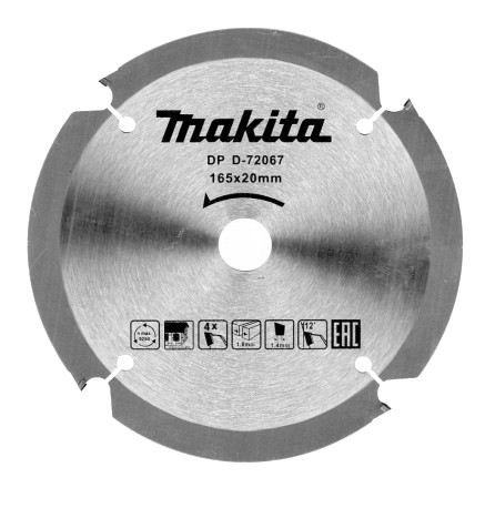 MAKITA D-72067 PCD pilový kotouč 165x20mm 4 T na vláknocementové desky Obrázek
