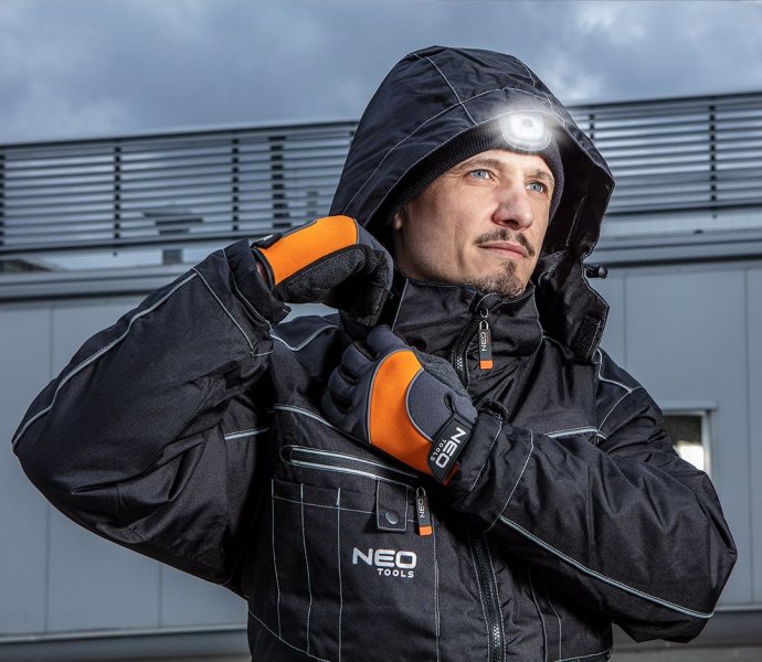 NEO TOOLS 81-621 čepice s čelovkou 45lm nabíjecí USB univerzální velikost ČERNÁ Obrázek