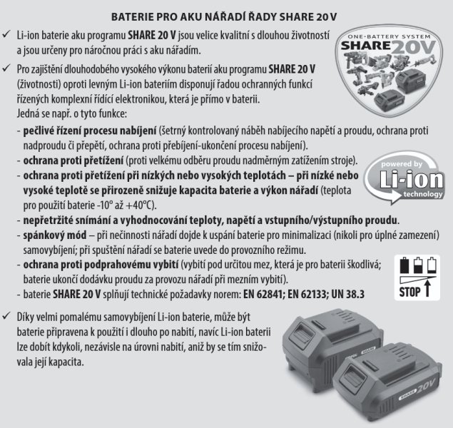 EXTOL PREMIUM 8891880 akumulátor SHARE20V LiIon 20V 1,5Ah, ORIGINÁL Obrázek