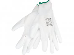 EXTOL PREMIUM rukavice z polyesteru polomáčené v PU bílé, velikost 10" 8856632